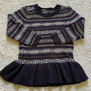 Outback Red Women’s Peplum Sweater Size Medium Navy Blue Stripes Rabbit Hair